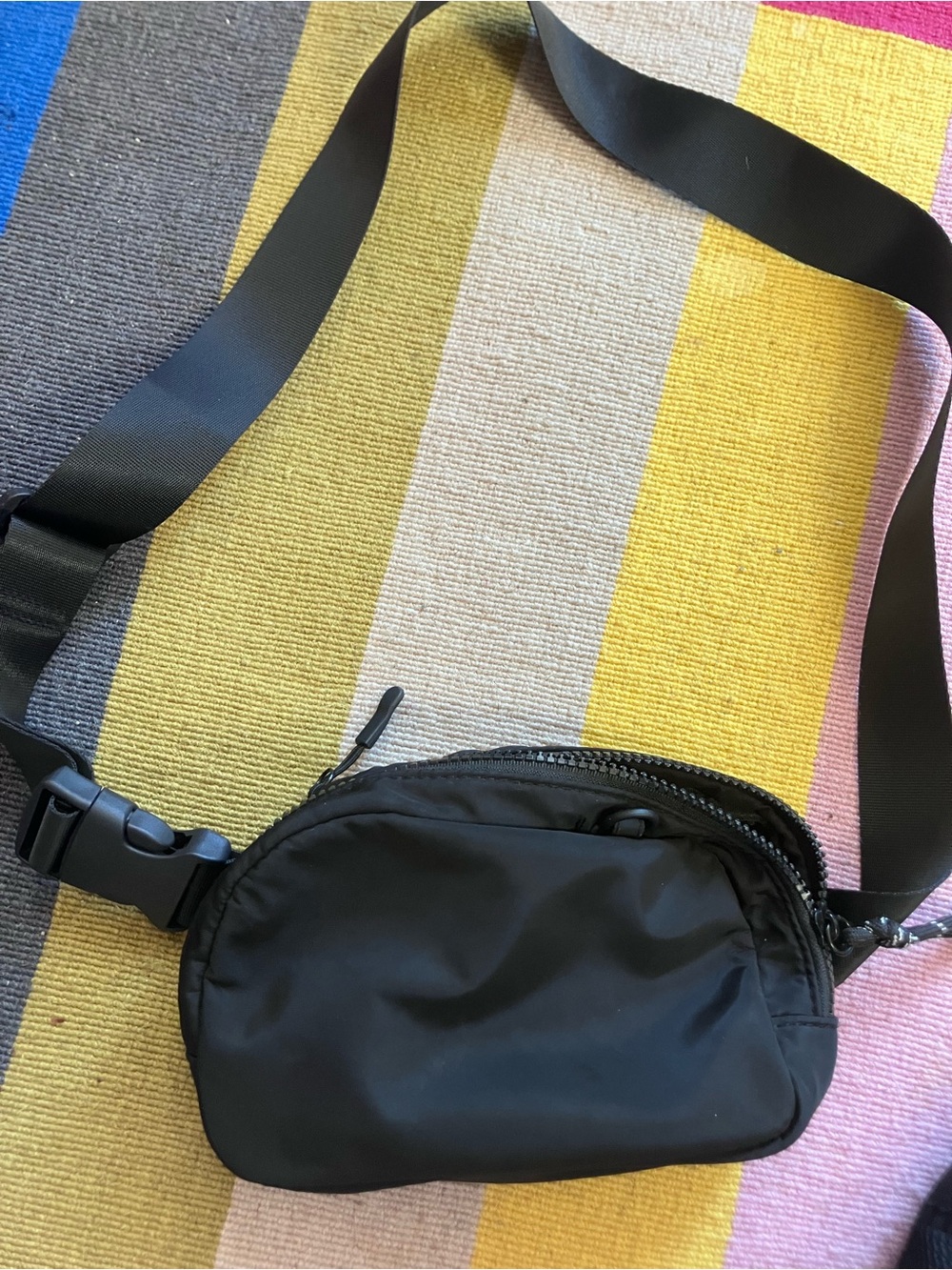 Minimal Black Belt Bag with Adjustable Strap